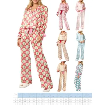 Women Christmas Satin Silk Pajamas Set with Cute Designs