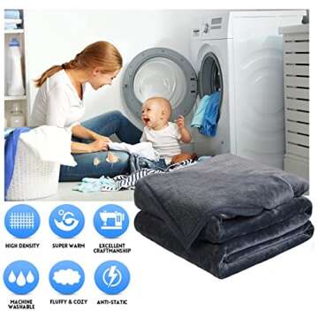 EASELAND Soft King Size Blanket Winter Warm Microplush Lightweight Thermal Fleece Blankets for Couch Bed Sofa,90x108 Inches,Dark Grey