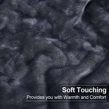 EASELAND Soft King Size Blanket Winter Warm Microplush Lightweight Thermal Fleece Blankets for Couch Bed Sofa,90x108 Inches,Dark Grey