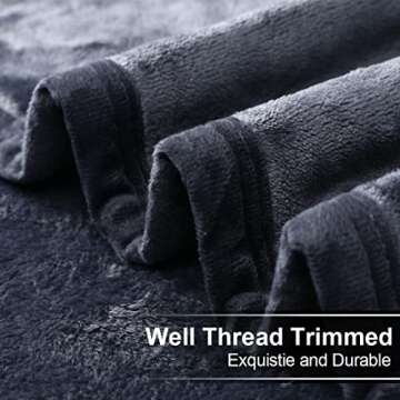 EASELAND Soft King Size Blanket Winter Warm Microplush Lightweight Thermal Fleece Blankets for Couch Bed Sofa,90x108 Inches,Dark Grey