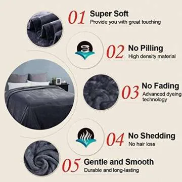 EASELAND Soft King Size Blanket Winter Warm Microplush Lightweight Thermal Fleece Blankets for Couch Bed Sofa,90x108 Inches,Dark Grey