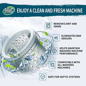 SPLASH SPOTLESS® Washing Machine Cleaner Deep Cleaning for HE Top Load Washers and Front Load, 24 T...