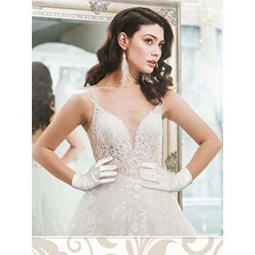 Zhanmai 3 Pairs Women White Satin Gloves Opera Gloves Evening Party Dance White Gloves for Girls Halloween Cosplay(White)