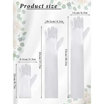 Zhanmai 3 Pairs Women White Satin Gloves Opera Gloves Evening Party Dance White Gloves for Girls Halloween Cosplay(White)
