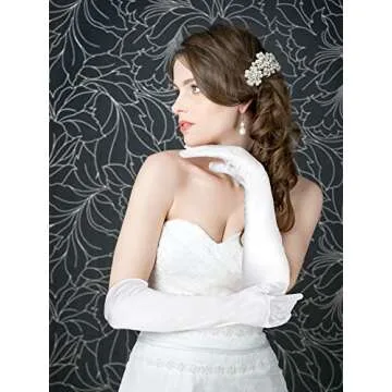 Zhanmai 3 Pairs Women White Satin Gloves Opera Gloves Evening Party Dance White Gloves for Girls Halloween Cosplay(White)