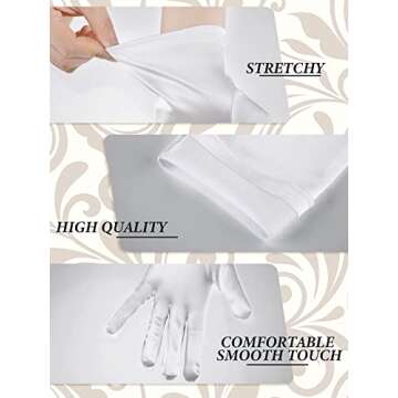 Zhanmai 3 Pairs Women White Satin Gloves Opera Gloves Evening Party Dance White Gloves for Girls Halloween Cosplay(White)