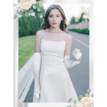 Zhanmai 3 Pairs Women White Satin Gloves Opera Gloves Evening Party Dance White Gloves for Girls Halloween Cosplay(White)