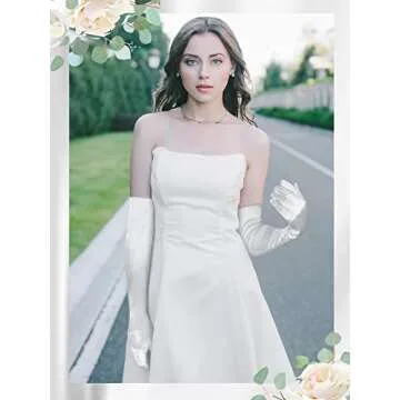 Zhanmai 3 Pairs Women White Satin Gloves Opera Gloves Evening Party Dance White Gloves for Girls Halloween Cosplay(White)