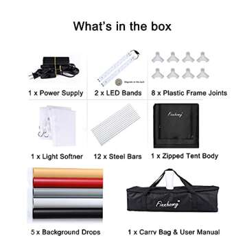 Finnhomy 24x24 Photo Box Professional Portable Photo Studio Photo Light Studio Photo Tent Light Box Table Top Photography Shooting Tent Box Lighting Kit