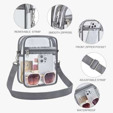 USPECLARE Clear Purse Stadium Approved Messenger Bag for Men and Women - CrossBody Bag