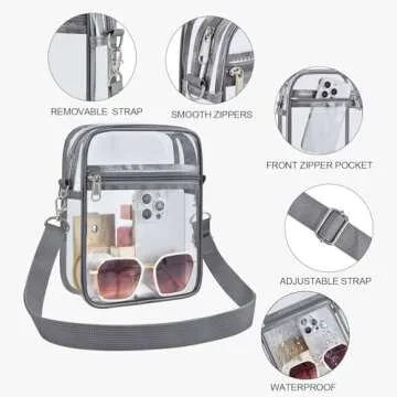 USPECLARE Clear Purse Stadium Approved Messenger Bag for Men and Women - CrossBody Bag