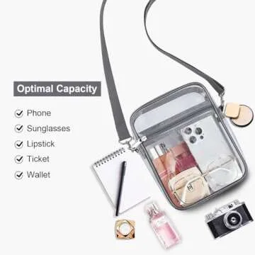 USPECLARE Clear Purse Stadium Approved Messenger Bag for Men and Women - CrossBody Bag