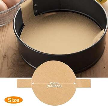 GeeRic 100 Pcs Baking Parchment Paper, 9 inch Round Cake Pan Liner with Lift Tab, Non-Stick Precut Baking Parchment for Baking Cookies, Bread (Unbleached)