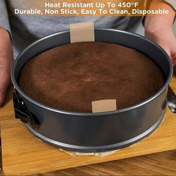 GeeRic 100 Pcs Baking Parchment Paper, 9 inch Round Cake Pan Liner with Lift Tab, Non-Stick Precut Baking Parchment for Baking Cookies, Bread (Unbleached)