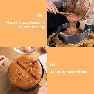 GeeRic 100 Pcs Baking Parchment Paper, 9 inch Round Cake Pan Liner with Lift Tab, Non-Stick Precut Baking Parchment for Baking Cookies, Bread (Unbleached)