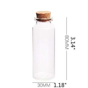 Danmu 40ml Small Glass Bottles, Mini Bottles, Jars with Wood Cork Stoppers, Wish Bottles, Message Bo...