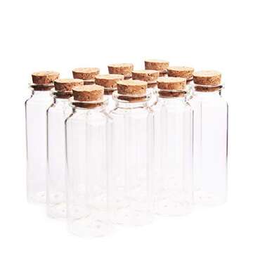 Danmu 40ml Small Glass Bottles, Mini Bottles, Jars with Wood Cork Stoppers, Wish Bottles, Message Bottles for Wedding Favors, Baby Shower Favors, DIY Craft 12 Pack 1.18" x 3.14"