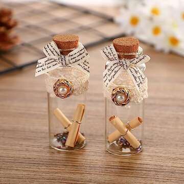 Danmu 40ml Small Glass Bottles, Mini Bottles, Jars with Wood Cork Stoppers, Wish Bottles, Message Bottles for Wedding Favors, Baby Shower Favors, DIY Craft 12 Pack 1.18" x 3.14"