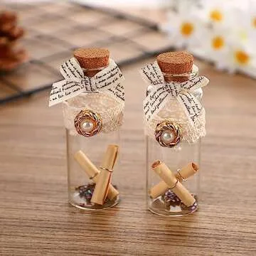 Danmu 40ml Small Glass Bottles, Mini Bottles, Jars with Wood Cork Stoppers, Wish Bottles, Message Bottles for Wedding Favors, Baby Shower Favors, DIY Craft 12 Pack 1.18" x 3.14"