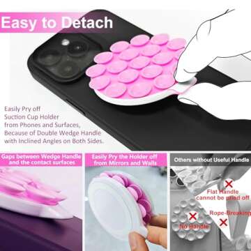 AZXYI Silicone Suction Cup Phone Mount, Magnetic Silicone Suction Phone Case Stand, Hands Free Mirror Shower Phone Holder, Perfect for Selfies and Videos Creators (Black)