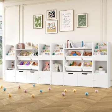 FINETONES 50'' Large Toy Organizer for Kids - White