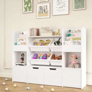 FINETONES 50'' Large Toy Organizer for Kids - White