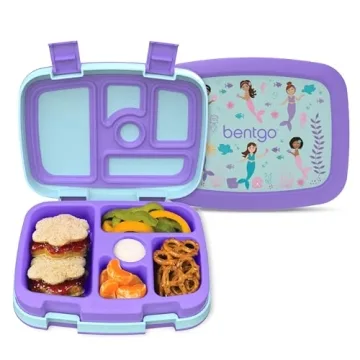 Bentgo Kids Prints Leak-Proof, 5-Compartment Bento-Style Kids Lunch Box - Ideal Portion Sizes for Ag...