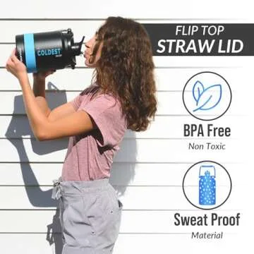 COLDEST Sports Water Bottle Half Gallon (Straw Lid), Leak Proof, Vacuum Insulated Stainless Steel, Hot Cold, Double Walled, Metal Canteen Growler Jug (Mint Green, Half Gallon)