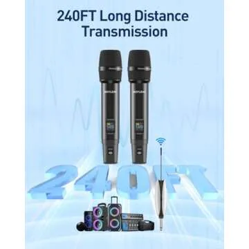 Wireless Microphones,Metal Dual Professional UHF Cordless Dynamic Wireless Microphone System,Recharg...