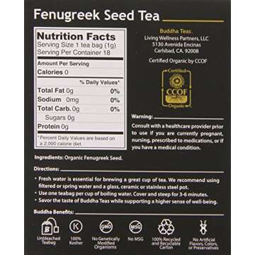 Buddha Teas Fenugreek Seed Tea, Organic & Dioxin-Free