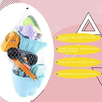 Biulotter 20Pcs Kids Beach Sand Toys Set Sand Water Wheel, Castle Molds, Truck Bucket, Beach Shovels RakesTool Kit, Hourglass, Sea Animal Molds, Watering Can, with Mesh Backpack Sandbox