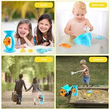 Biulotter 20Pcs Kids Beach Sand Toys Set Sand Water Wheel, Castle Molds, Truck Bucket, Beach Shovels RakesTool Kit, Hourglass, Sea Animal Molds, Watering Can, with Mesh Backpack Sandbox