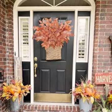 obbsie 3Pcs Artificial Fall Maple Leaves Stems Branches, 21in Autumn Fake Fall Flowers Bushes Faux Fall Plants Greenery for Indoor Outdoor Table Centerpieces Crafts Thanksgiving Fall Decor