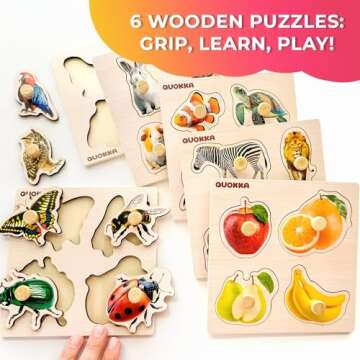 QUOKKA Wooden Puzzles for Toddlers - Learning Fun for Kids
