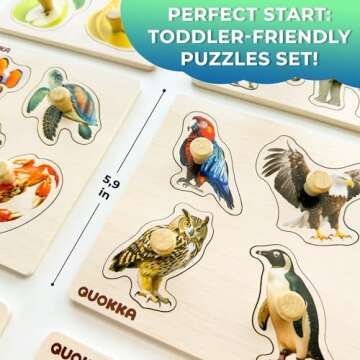 QUOKKA Wooden Puzzles for Toddlers - Learning Fun for Kids