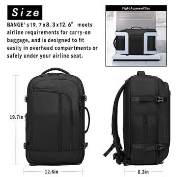 BANGE Travel Overnight Backpack,40-Liter FAA Flight Approved Weekender Bag Carry on Backpack (BLACK (Backpack with 3 Cubes))…