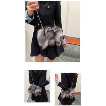 IM SNYGG Fluffy Coin Purse Trendy Faux Fur Handbag