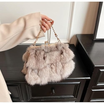 IM SNYGG Fluffy Coin Purse Trendy Faux Fur Handbag