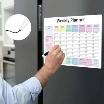 Weekly Hourly Planner Dry Erase Magnetic Whiteboard－Daily Weekly Weekly Planner and Hourly Schedule Checklist－Weekly To Do List Organize Your Daily Work Efficiently