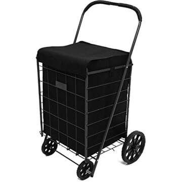 PrimeTrendz Shopping Cart Liner 18" X 15" X 24" | Black | Square Bottom Fits Snugly Into a Standard ...