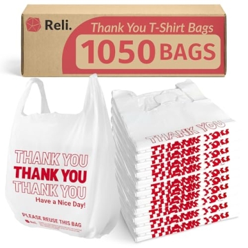 Reli. Plastic Bags Thank You (1050 Count) | Durable, Versatile White Shopping Bags with Handles
