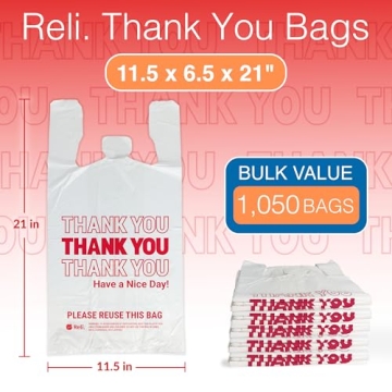 Reli. Plastic Bags Thank You 1050 Count for Grocery Use