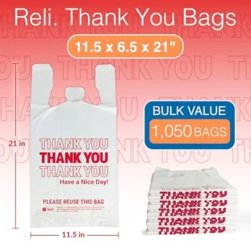 Reli. Plastic Bags Thank You 1050 Count for Grocery Use