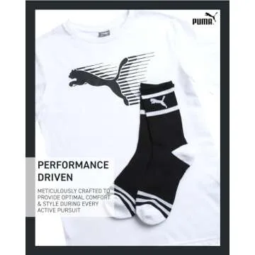 PUMA Boys' T-Shirt - 2 Piece Short Sleeve Graphic Tee and Athletic Crew Socks - Matching Shirt and Socks for Boys (S-XL), Size X-Large, White/Black