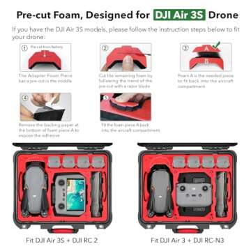 SYMIK Triple Layer Hard Case for DJI Air 3S, Waterproof Secure Carrying Case for DJI Air 3S / DJI Ai...