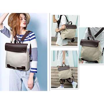 Zg Canvas Leather Casual Fashion Backpack Shoulder Bag - Small and Stylish for Women and Girls