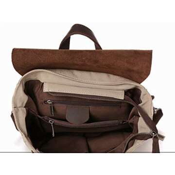 Stylish Zg Canvas Leather Casual Backpack for Women