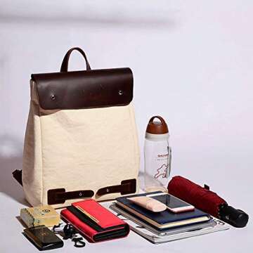 Stylish Zg Canvas Leather Casual Backpack for Women