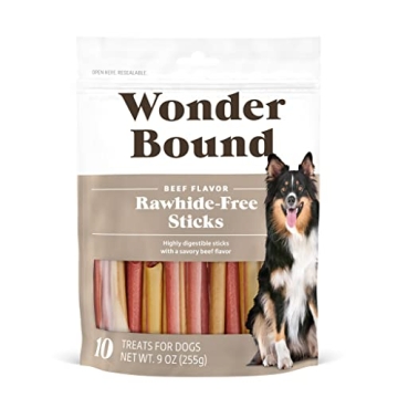 Wonder Bound Beef Flavor Dog Treat Sticks - Rawhide-Free Chews for Dental Health