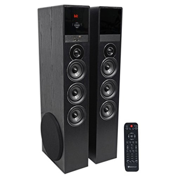 Rockville TM150B Black Home Theater System Tower Speakers with Bluetooth and 10" Sub